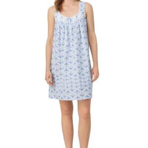 Eileen West Sleeveless Pointelle Ballet Nightgown Floral Ruffled Hem Size S NWT
